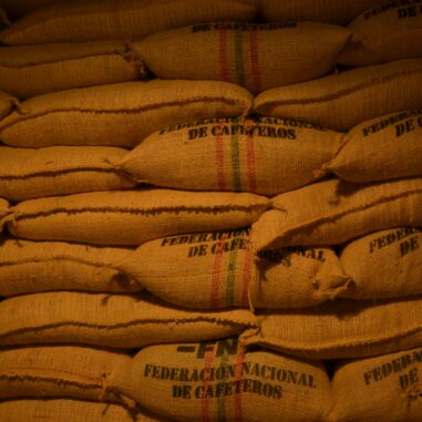 coffee bean bags stacked